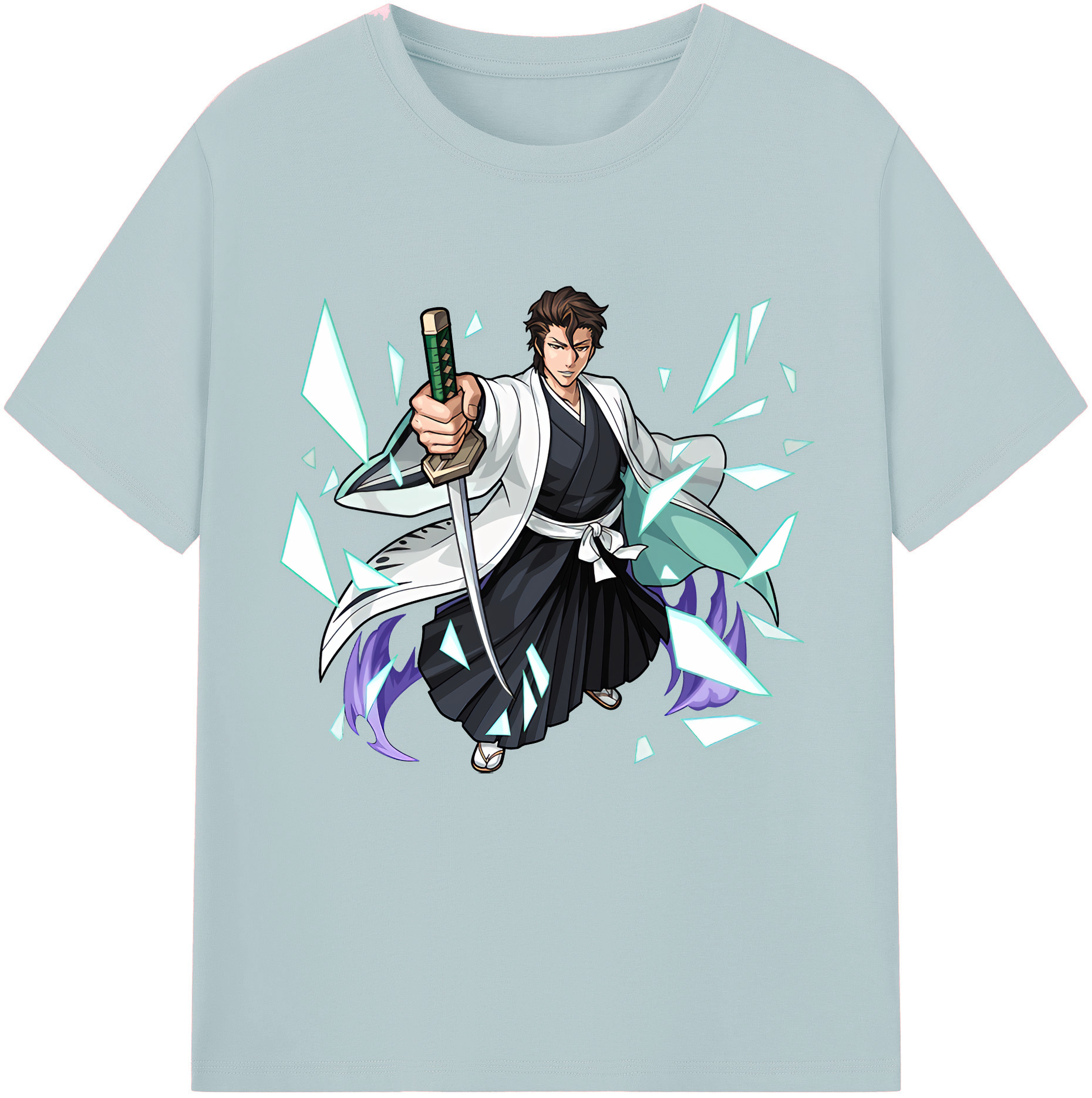 （画像用） ブリーチ 藍染 惣右介（あいぜん そうすけ） BLEACH Aizen Sousuke 綿100％半袖Tシャツ（フロントプリント）